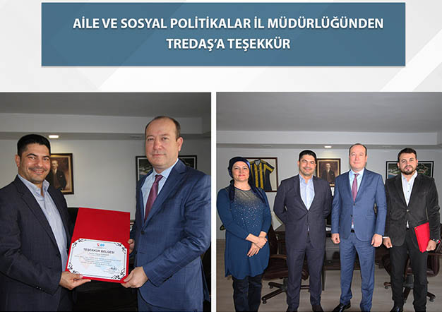 TREDAŞ'A SOSYAL SORUMLULUK ALANINDAKİ KATKILARINDAN DOLAYI TEŞEKKÜR PLAKETİ